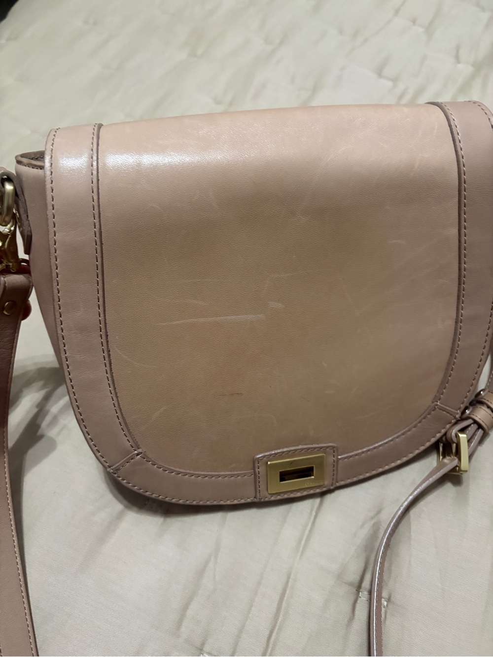 Women’s Leather Crossbody Bag Brahmin Sonny tan Saddle bag